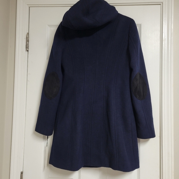 Calvin Klein NWT Faux Suede Elbow Patches Hooded Wool Blend Coat Size Small. - Picture 5 of 13